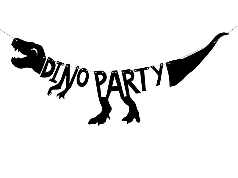 Partydeco Girlande Dinosaurier-Party Schwarz, 20 x 90 cm