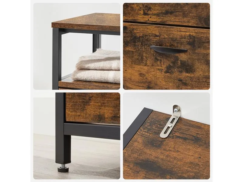 VASAGLE Schuhschrank mit 4 Klappen 95 x 98.3 cm, Braun/Schwarz