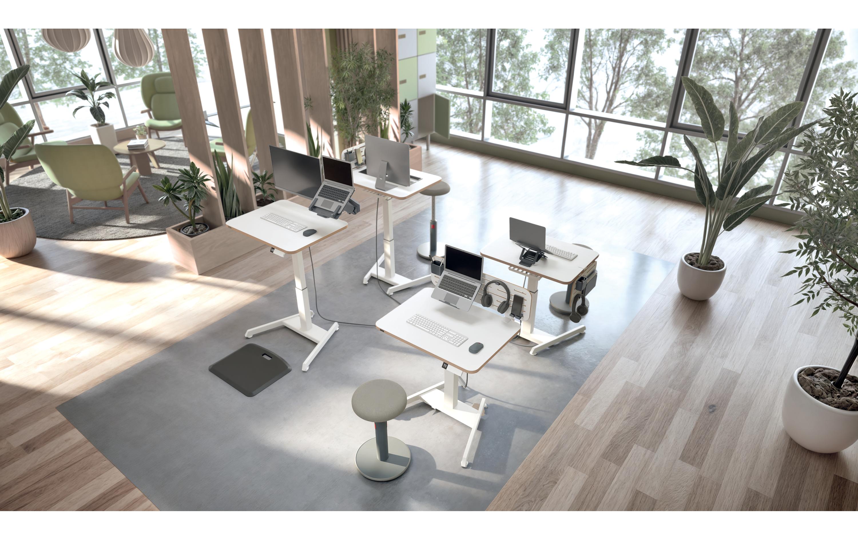 Leitz Ergo, höhenverstellbarer Sitz-Stehtisch Weiss