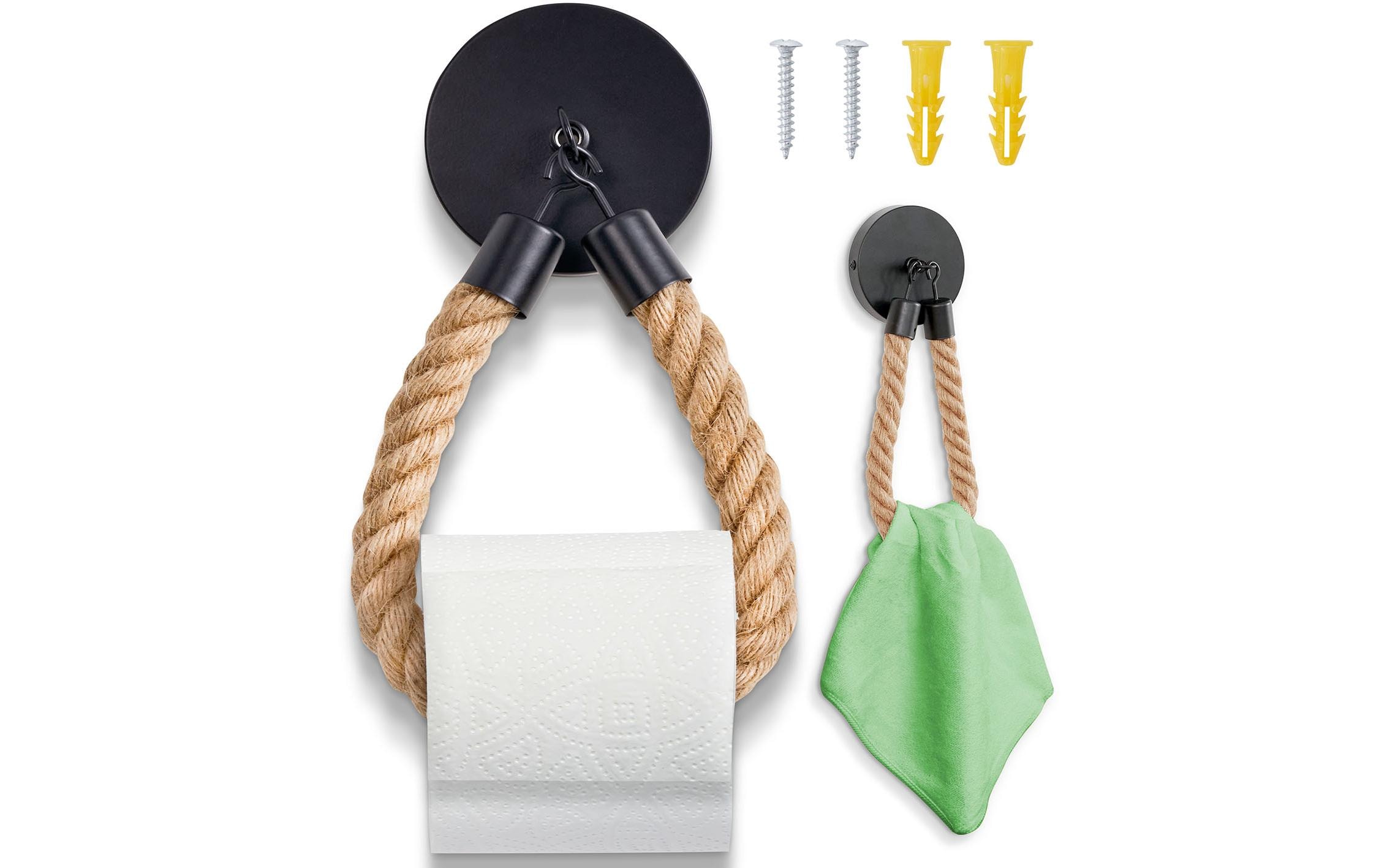 Hennez Toilettenpapierhalter Nature/Schwarz Hennez Toilettenpapierhalter Nature/Schwarz