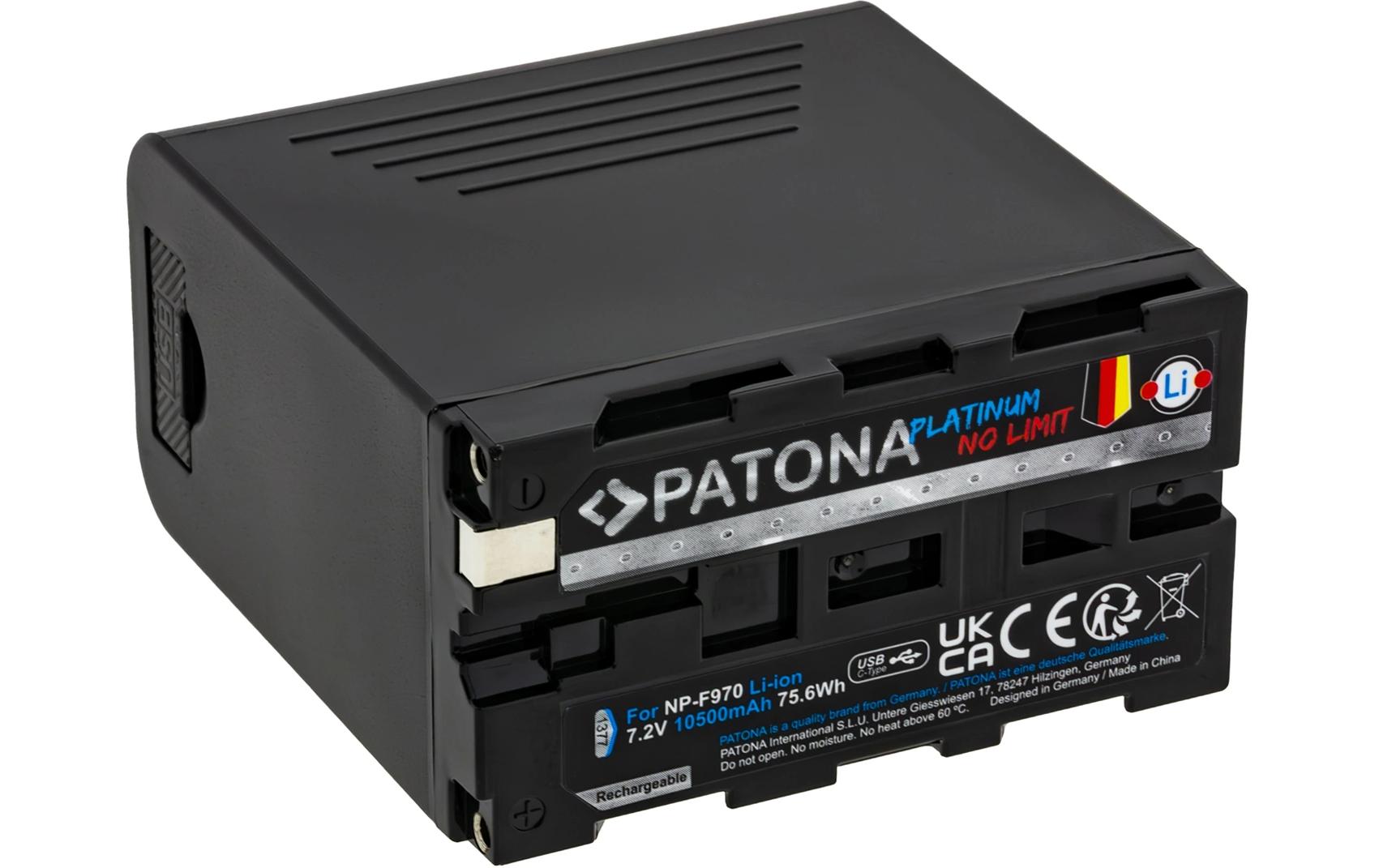 Patona Platinum Akku für Sony NP-F970, F960, F950 inkl. Powerbank