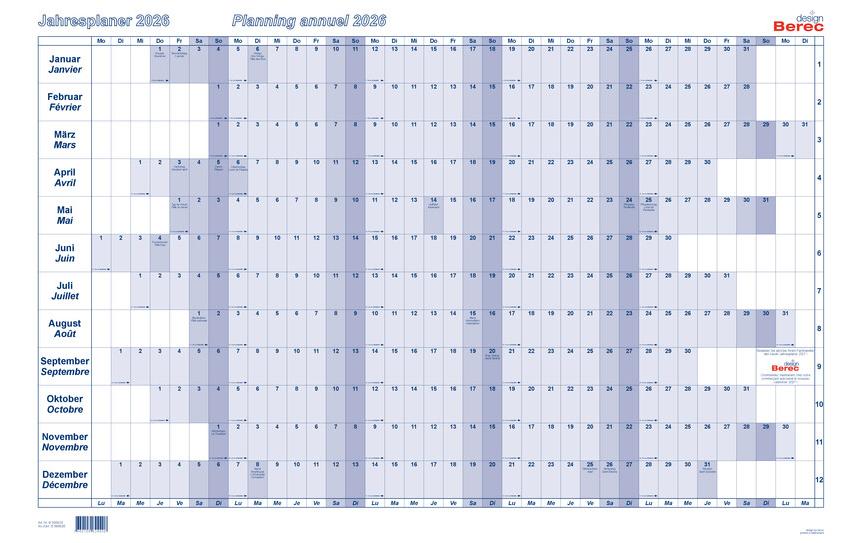 Berec Jahresplaner Klassiker quer 2026 Berec Jahresplaner Klassiker quer 2026