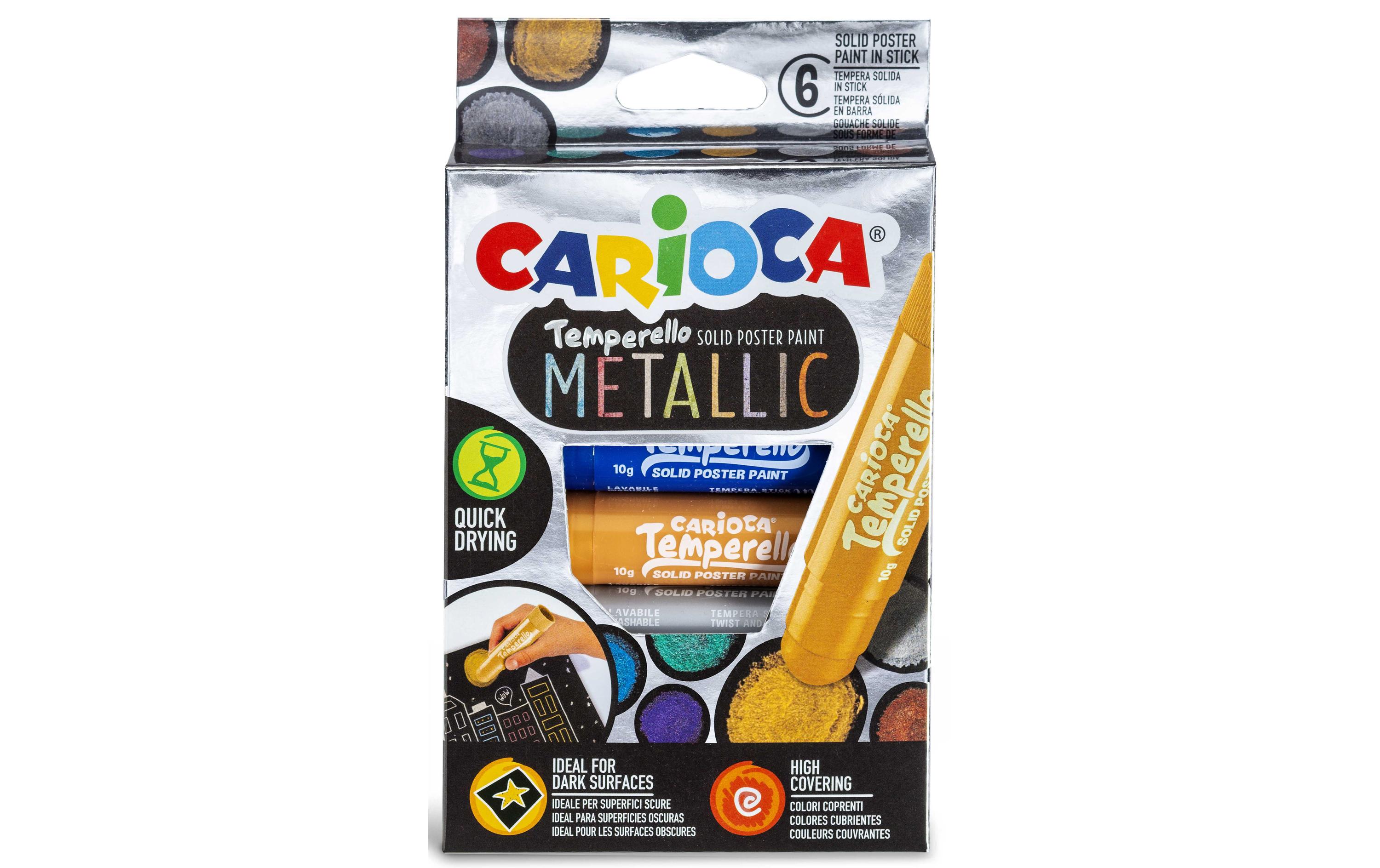 Carioca Posterfarbe Temperello Metallic 6 Stück, Mehrfarbig