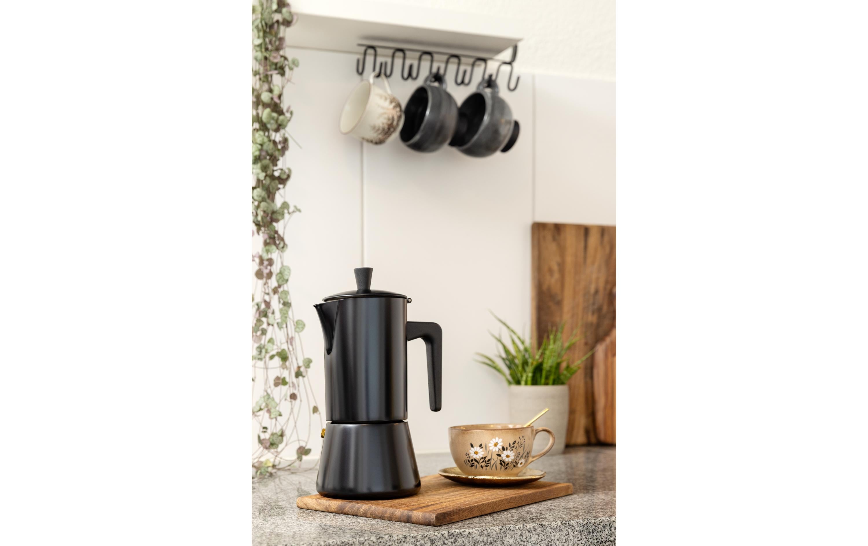 FURBER Espressokocher Chicchi 10 Tassen, Schwarz