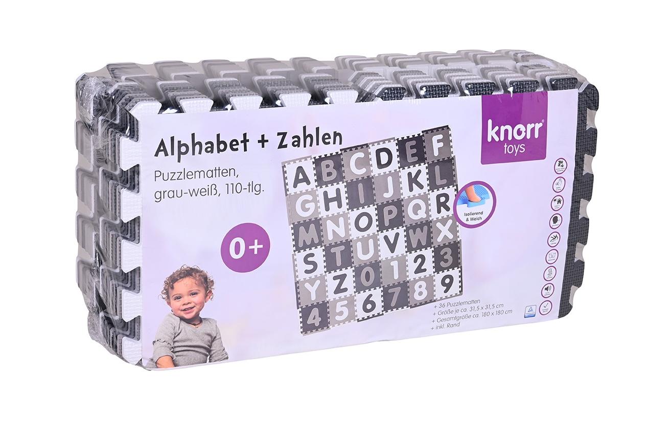 Knorrtoys Puzzlematte Alphabet + Zahlen grau-weiss