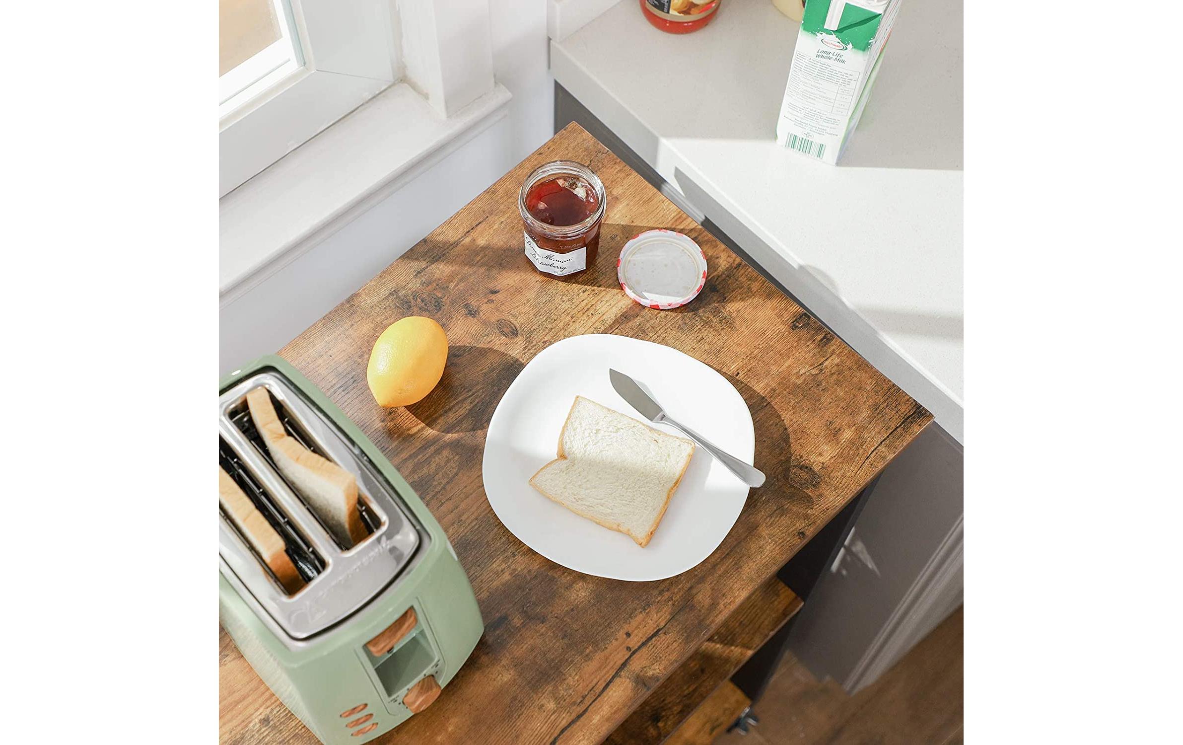 VASAGLE Küchenregal mit 6 Haken 60 x 89 cm, Braun/Schwarz