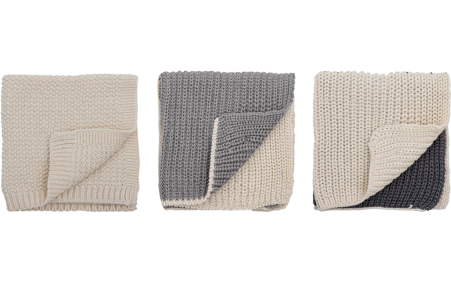 Bloomingville Abwaschlappen Odette, Baumwolle, Grau, 27 x 27 cm, 3 Stück