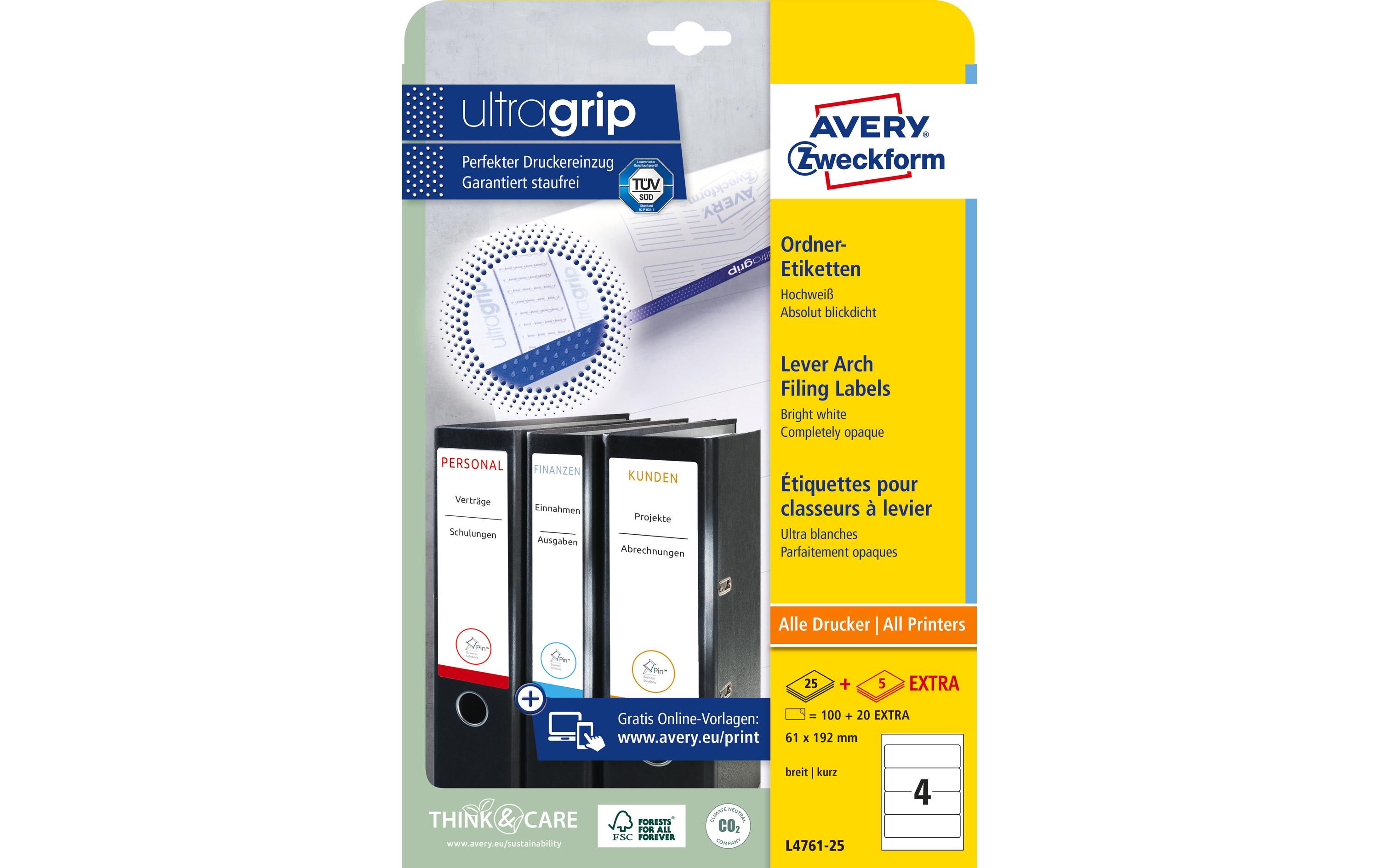 Avery Zweckform Ordneretiketten L4761 192 x 61 mm Avery Zweckform Ordneretiketten L4761 192 x 61 mm