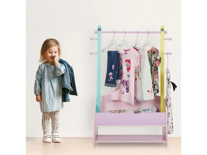 relaxdays Kleiderständer für Kinder 71 x 100.5 cm, Gelb/Rosa/Türkis relaxdays Kleiderständer für Kinder 71 x 100.5 cm, Gelb/Rosa/Türkis