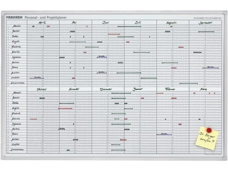 Franken Planer Personal- und Projektplaner 60 cm x 90 cm, Weiss