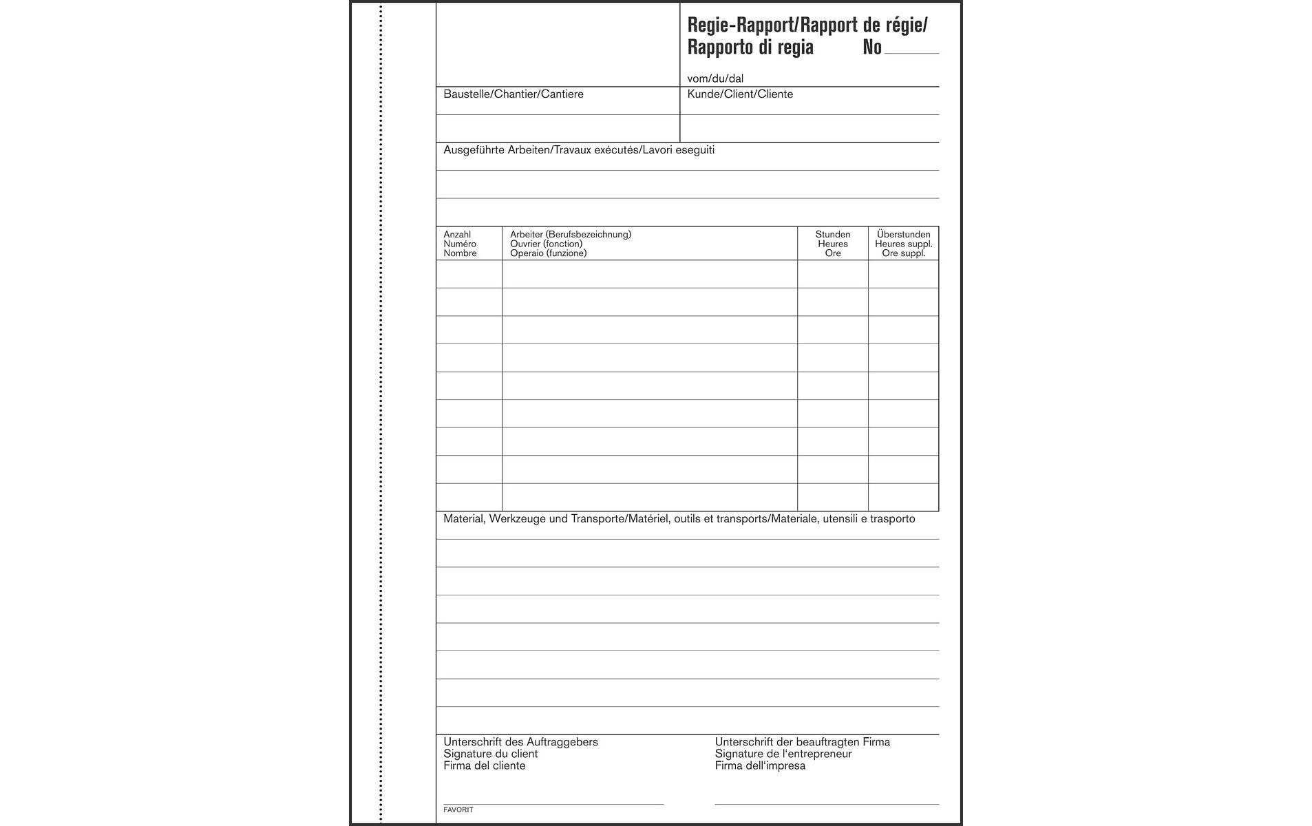 Favorit Durchschreibeblock 156 x 210 mm, Regie-Rapporte