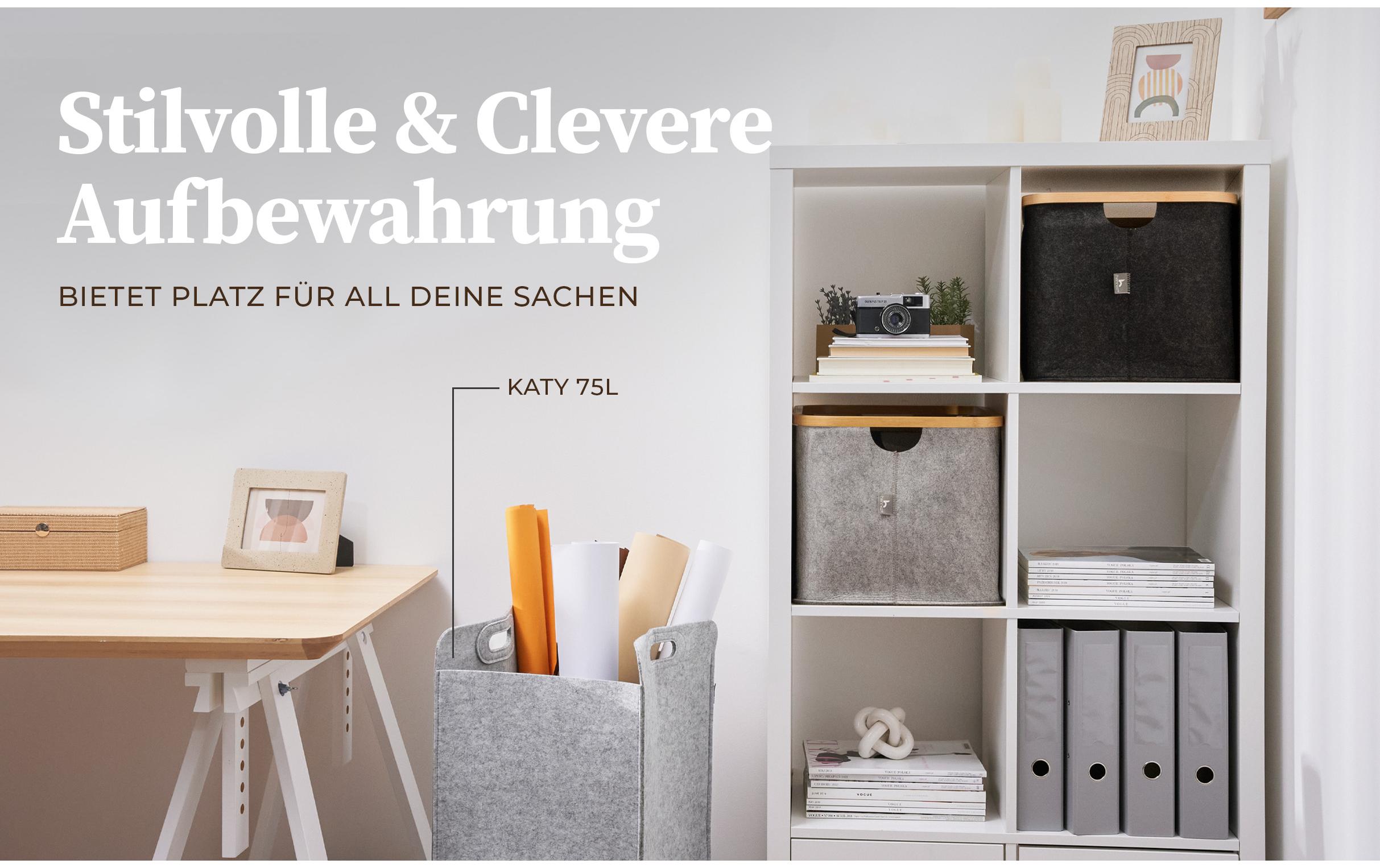 Hennez Wäschekorb Laura 40 l, Anthrazit/Nature