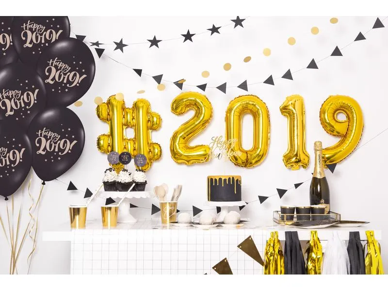 Partydeco Kuchen-Topper Happy New Year 1 Stück, Gold Partydeco Kuchen-Topper Happy New Year 1 Stück, Gold
