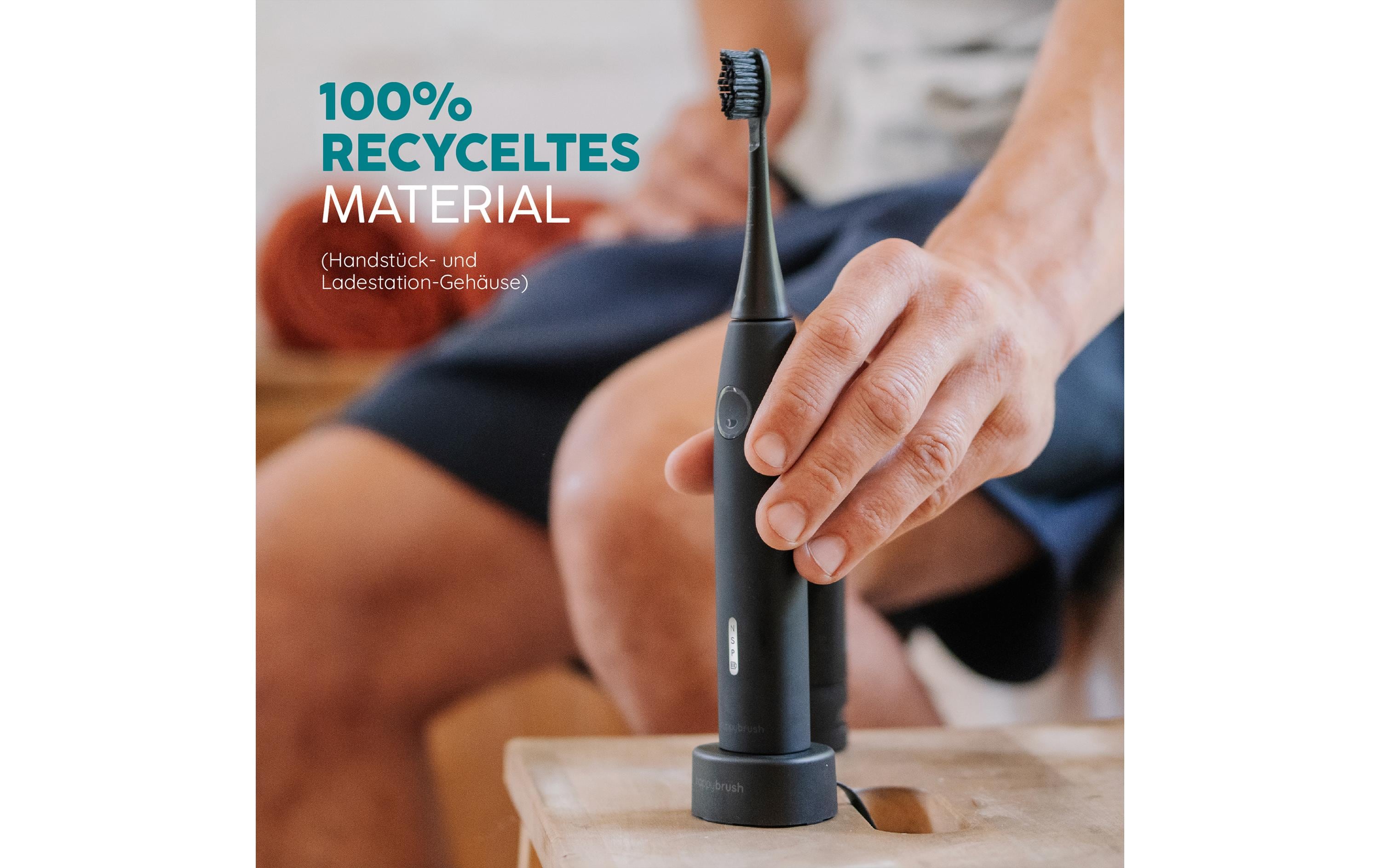 happybrush Schallzahnbürste StarterKit Eco Vibe V3+ Black