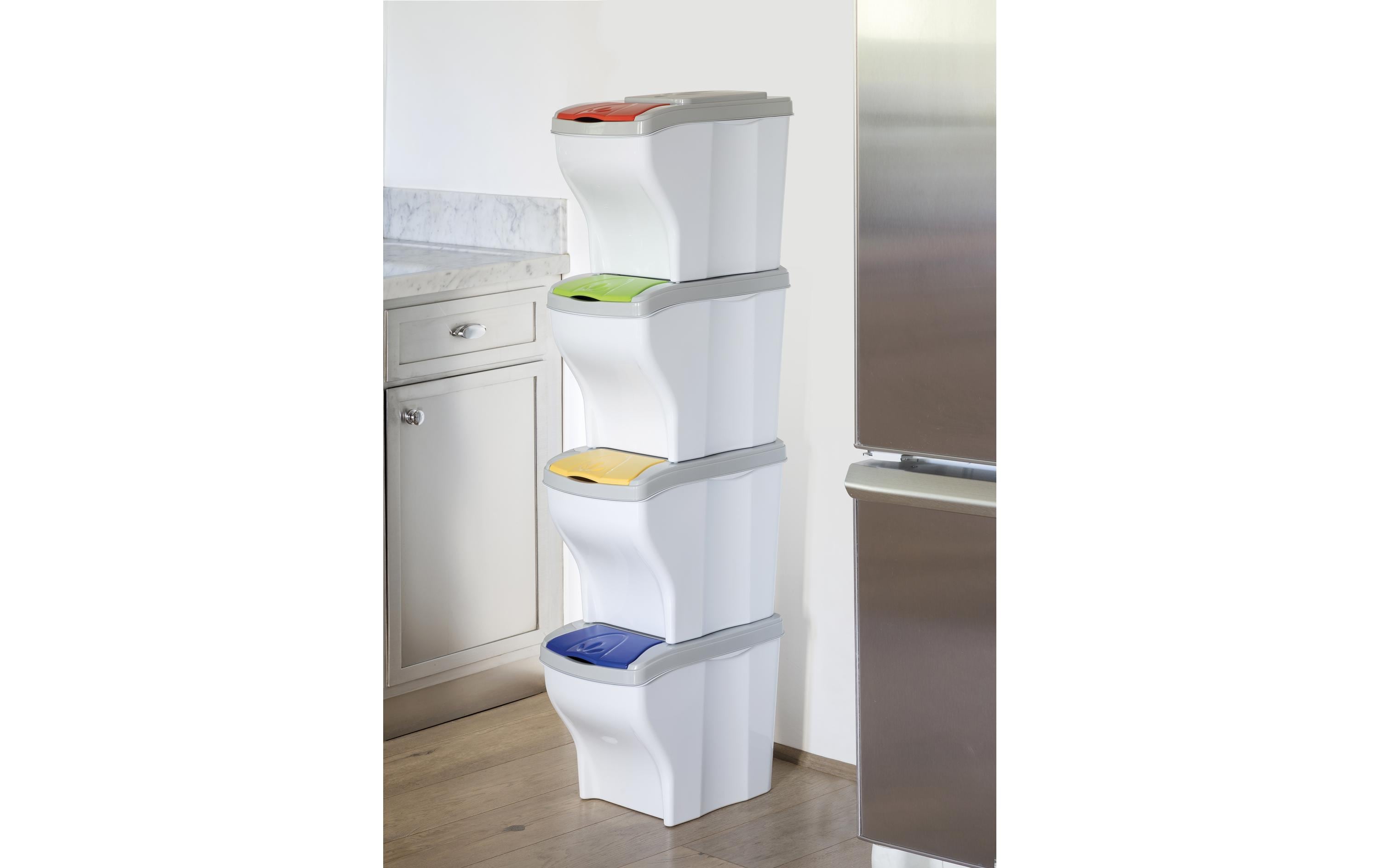 Edi Baur Mülltrennsystem Poker 4 x 20 l 80 l, Mehrfarbig