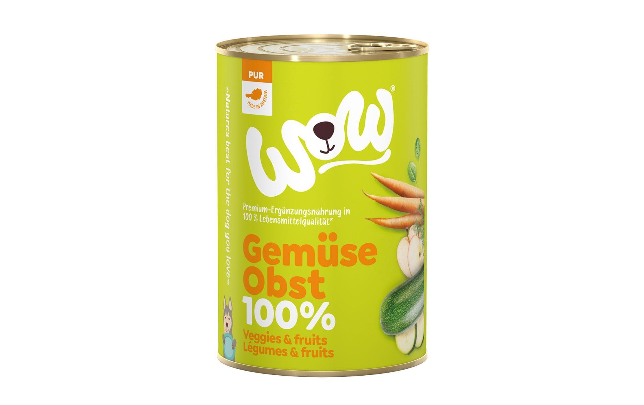 WOW Nassfutter 100% Gemüse & Obst, 6 x 400 g