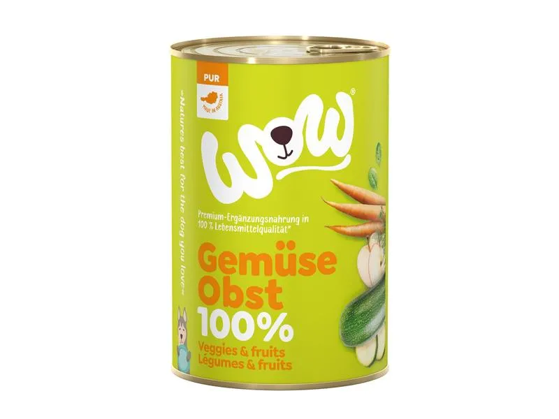 WOW Nassfutter 100% Gemüse & Obst, 6 x 400 g WOW Nassfutter 100% Gemüse & Obst, 6 x 400 g
