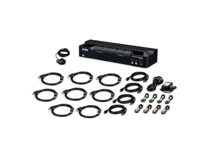 Aten Aten KVM-Switch 4-fach Audio/DP(Displayport)/USB 3.0, 8K, Dual Display,
