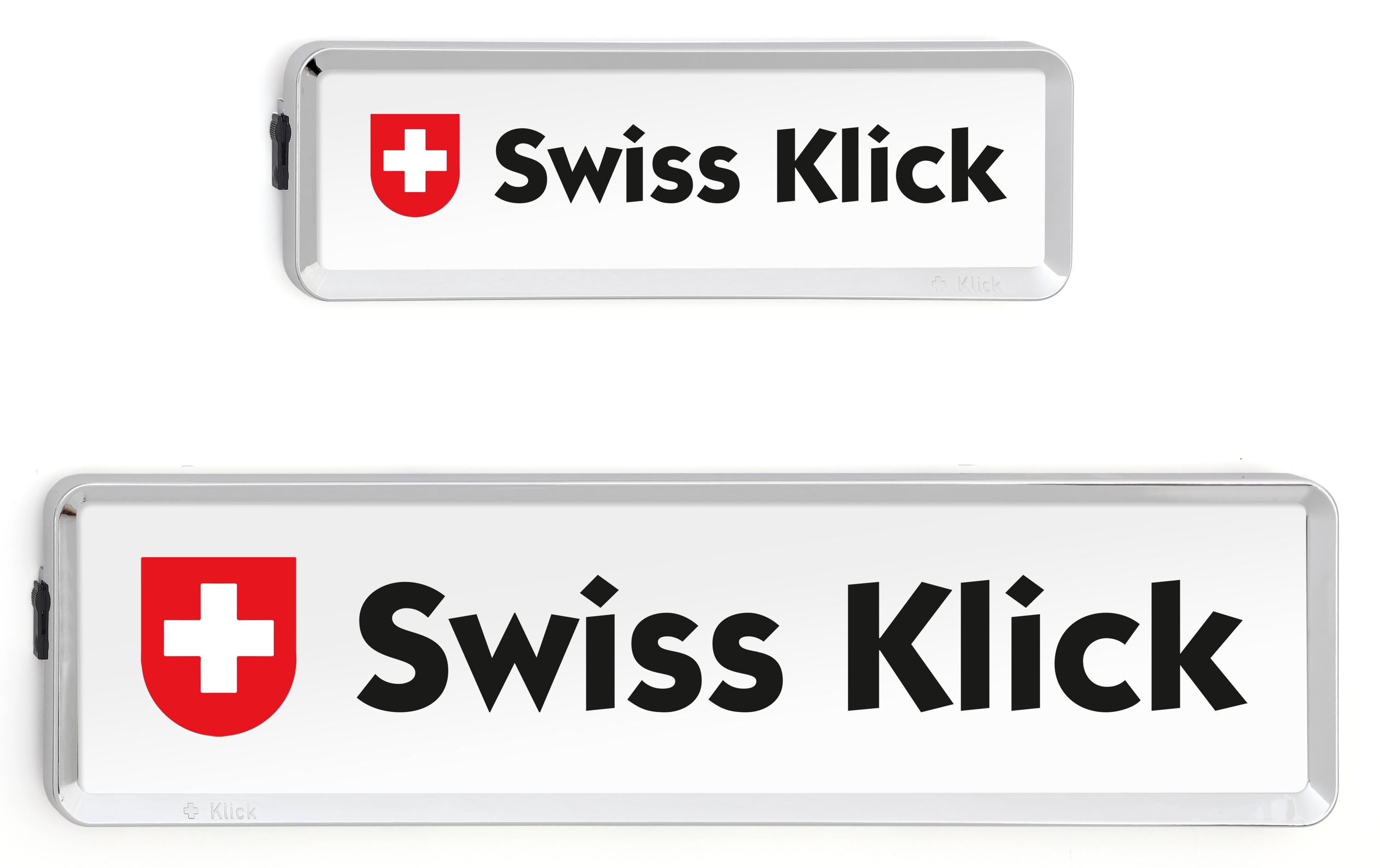 Swiss Klick Kennzeichenhalterset Langformat Chrom Glanz