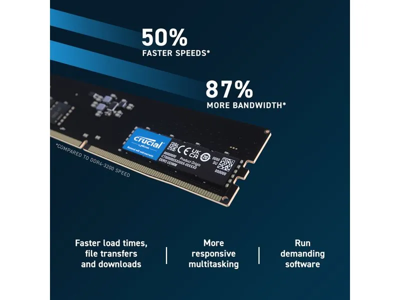 Crucial DDR5-RAM CT32G56C46U5 5600 MHz 1x 32 GB Crucial DDR5-RAM CT32G56C46U5 5600 MHz 1x 32 GB