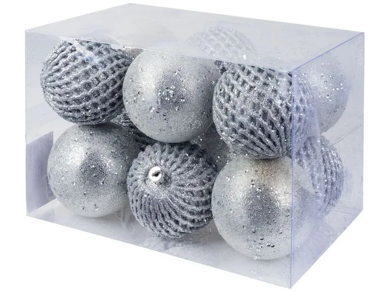COCON Weihnachtskugel 12 Stück, Silber