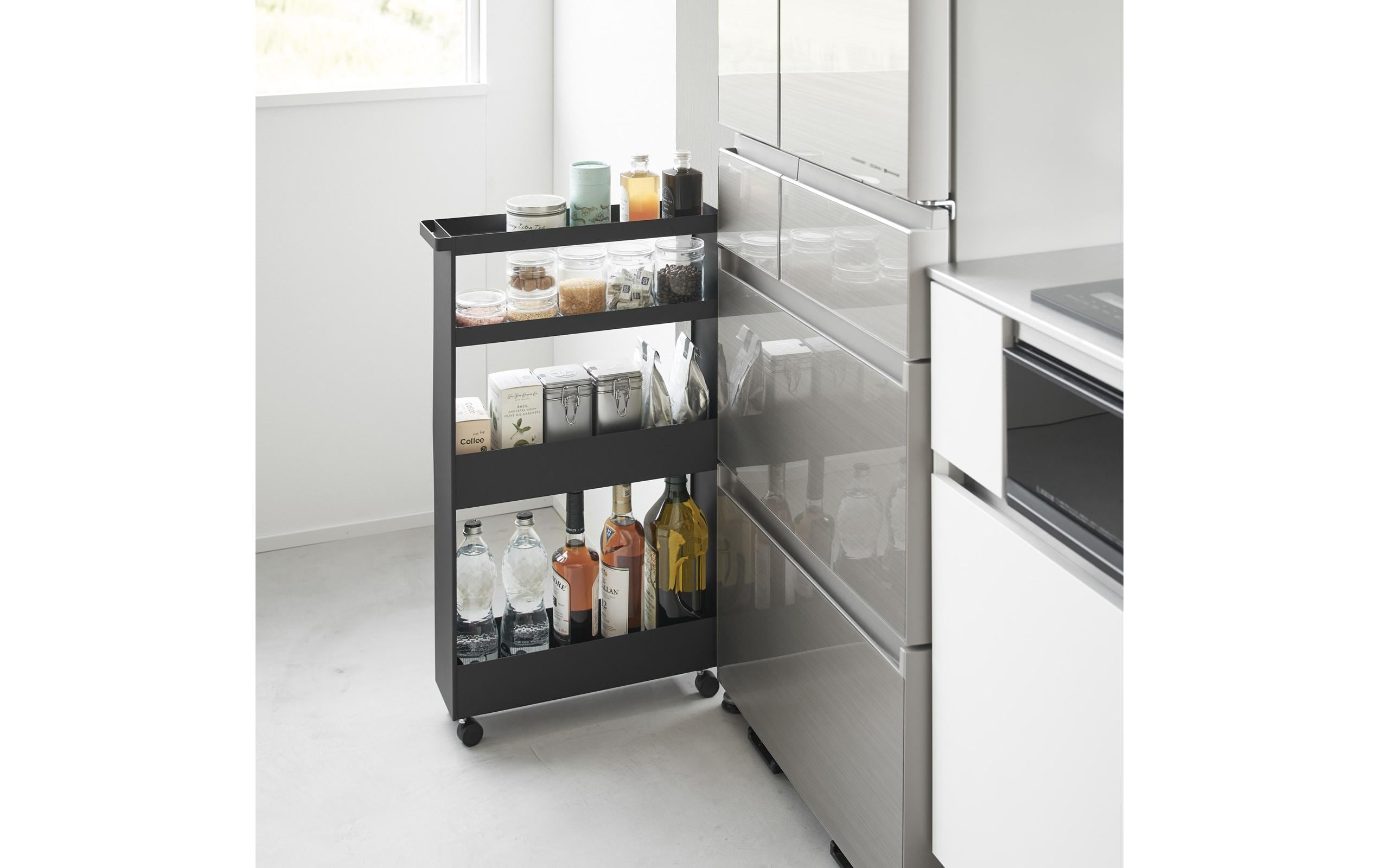 Yamazaki Küchenwagen Tower 48 x 80.5 cm, Schwarz