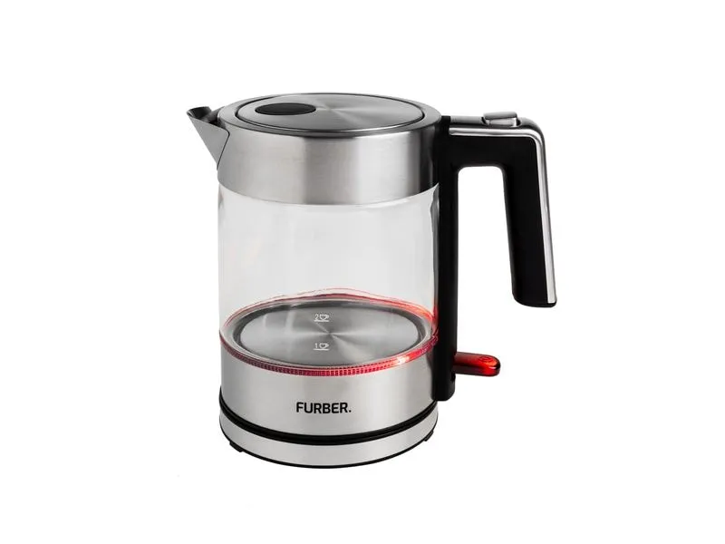FURBER Wasserkocher Vetro 1 l, Silber/Transparent