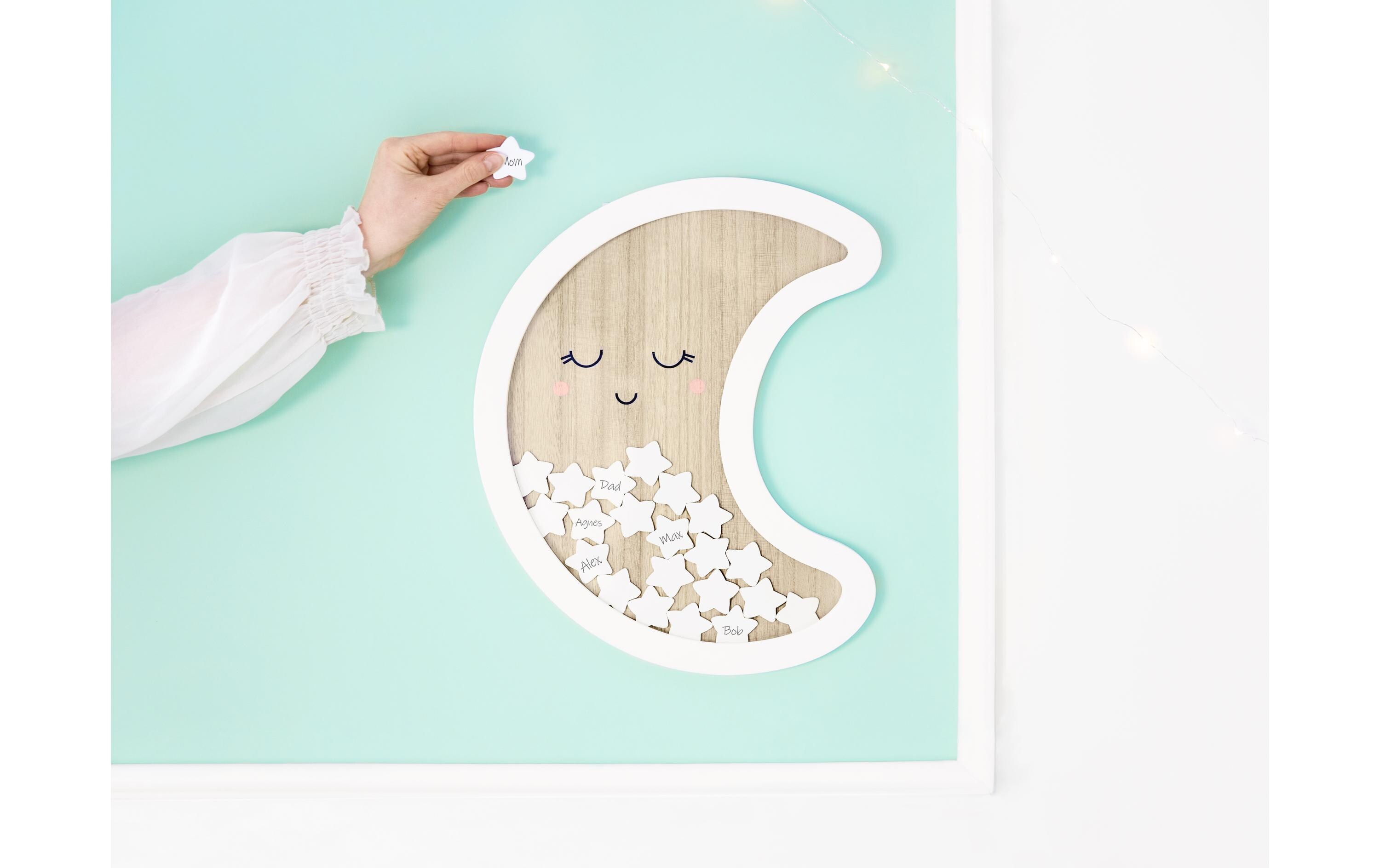 Partydeco Gästebuch Mond Weiss