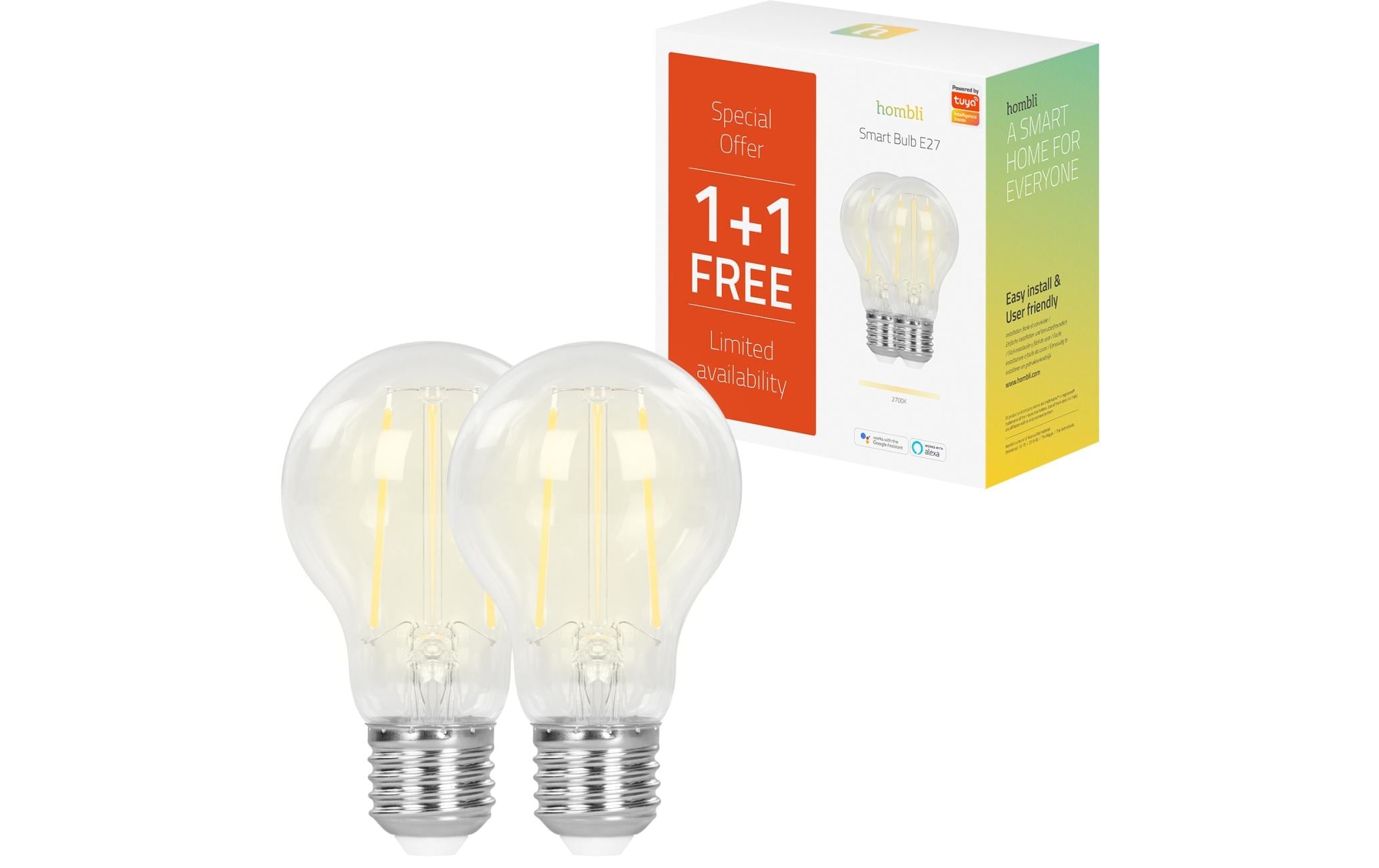 hombli Leuchtmittel Smart Bulb, E27, 7 W, Filament, 1+1 Pack