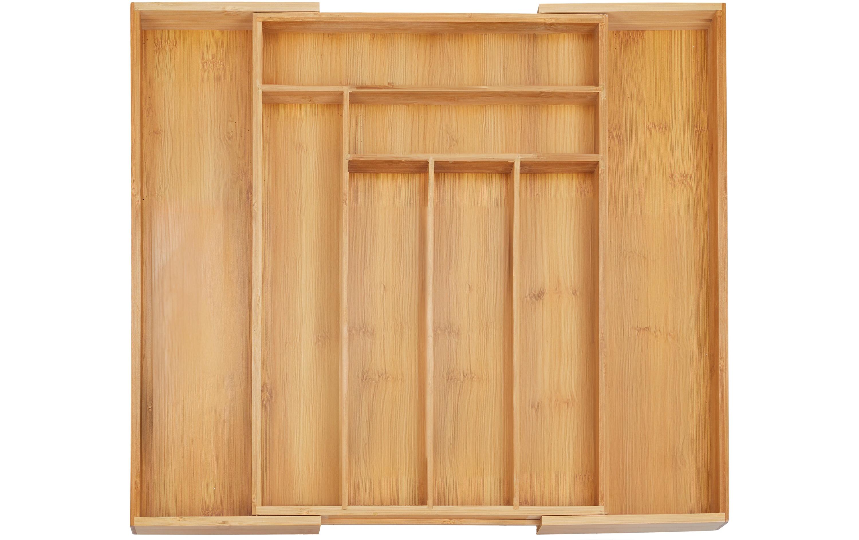 relaxdays Besteckkasten ausziehbar Hellbraun