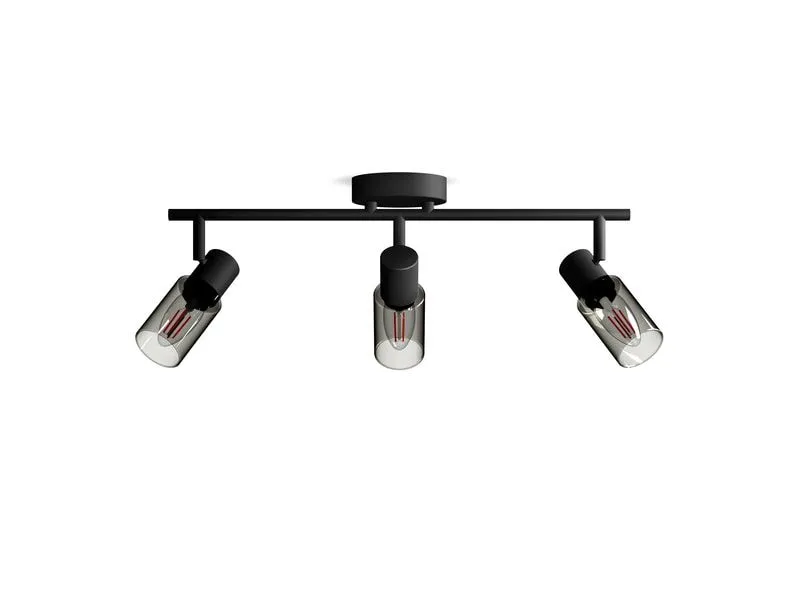 Philips Aufbauspot Palms 3er Spot für E14 Schwarz, ohne Leuchtmittel