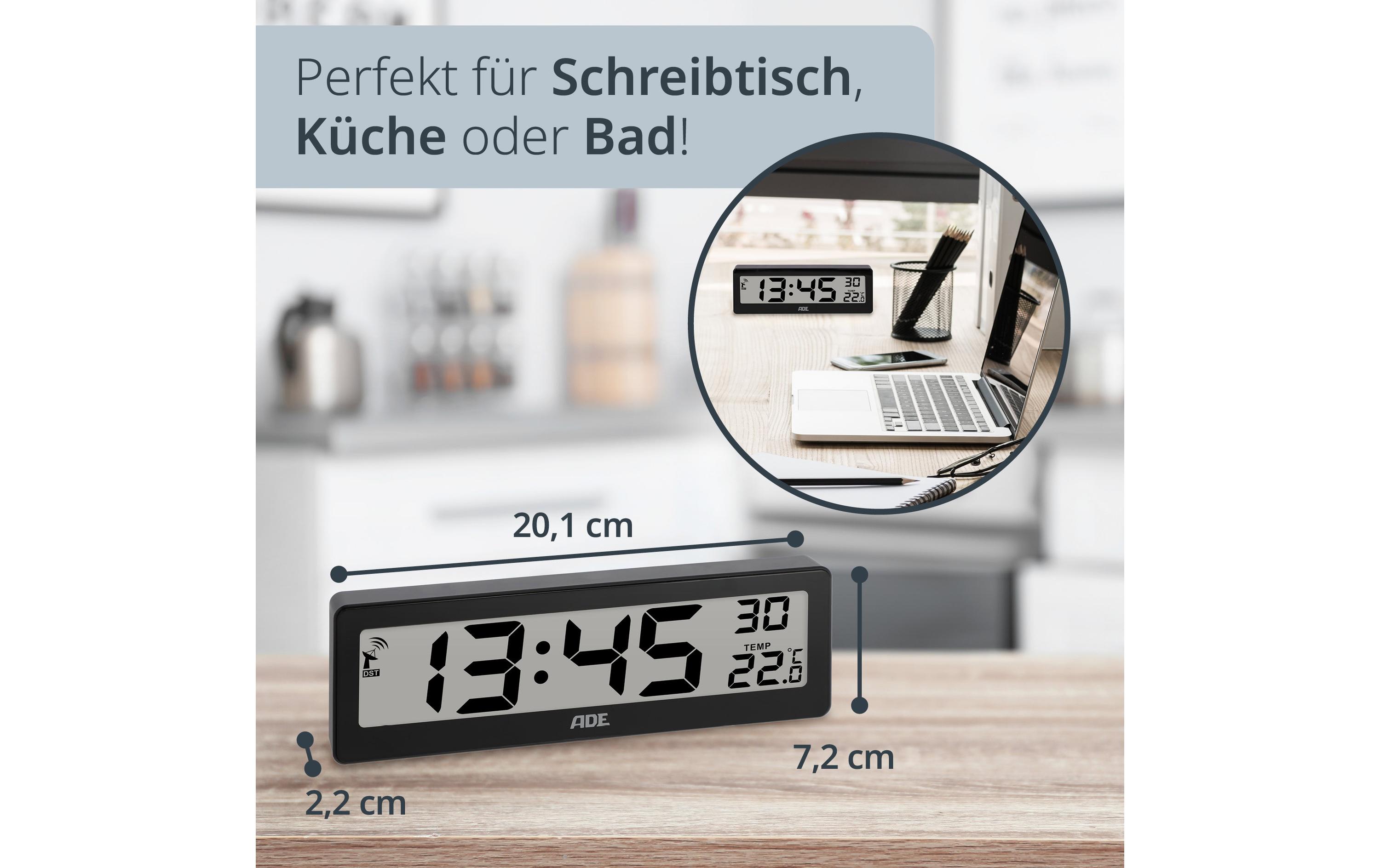 ADE Digitale DCF-Funkuhr Schwarz