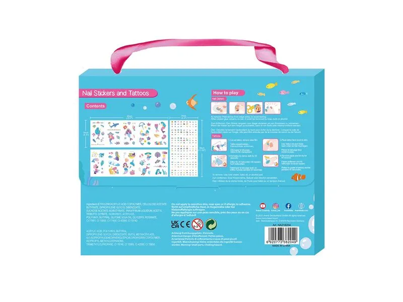 AVENIR Nagelset Sticker und Tattoos Meerjungfrau Motiv