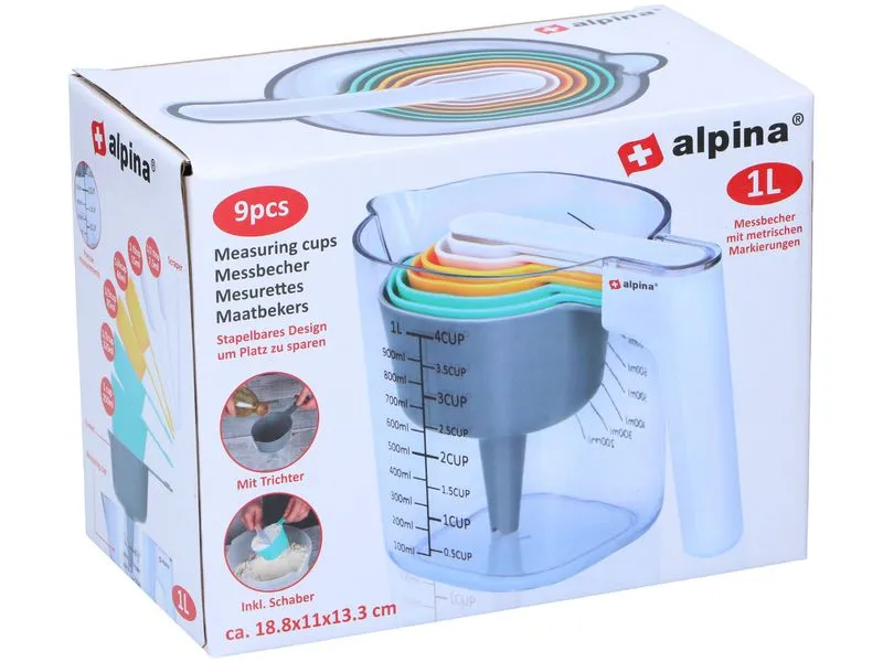 alpina Messbecher und Messlöffel 10 dl, Mehrfarbig