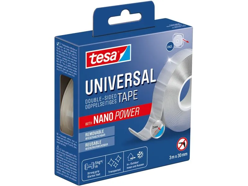 tesa Klebeband Universal Nano Tape 1 Rolle - 3 m x 30 mm tesa Klebeband Universal Nano Tape 1 Rolle - 3 m x 30 mm