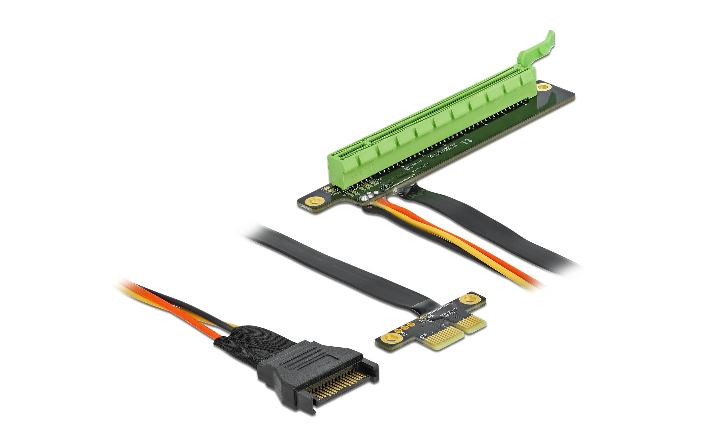 Delock PCI-E Riser Karte x1 zu x16 flexibel, gewinkelt, 80 cm, SATA