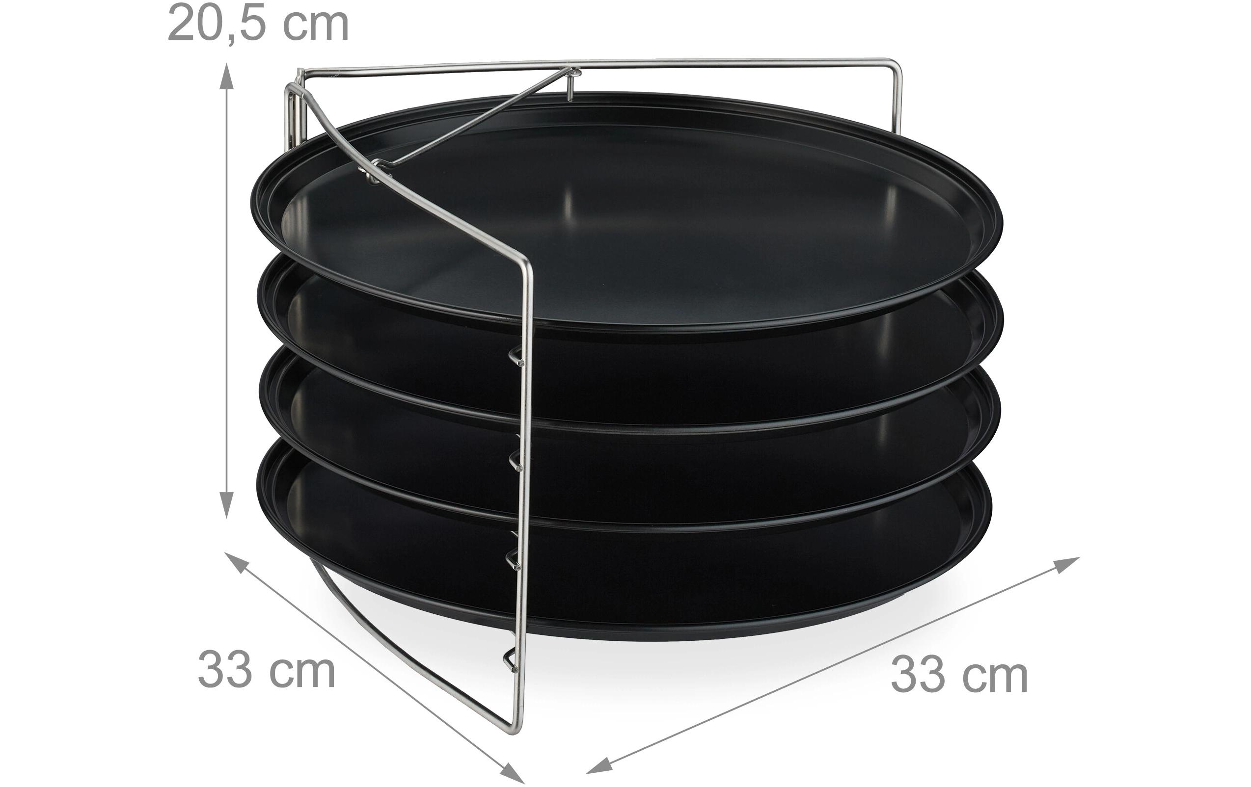 relaxdays Pizzablech 4er-Set mit Gestell