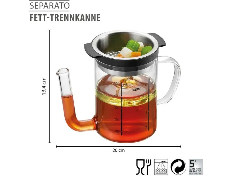 GEFU Fett-Trennkanne Separato 5 dl, Transparent/Schwarz GEFU Fett-Trennkanne Separato 5 dl, Transparent/Schwarz