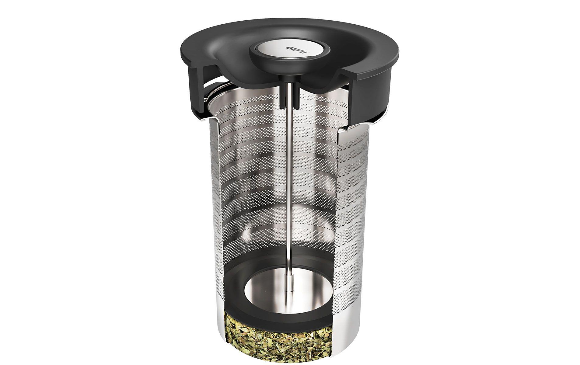 GEFU Teekanne T-Prep 1.5 l, Schwarz/Silber/Transparent