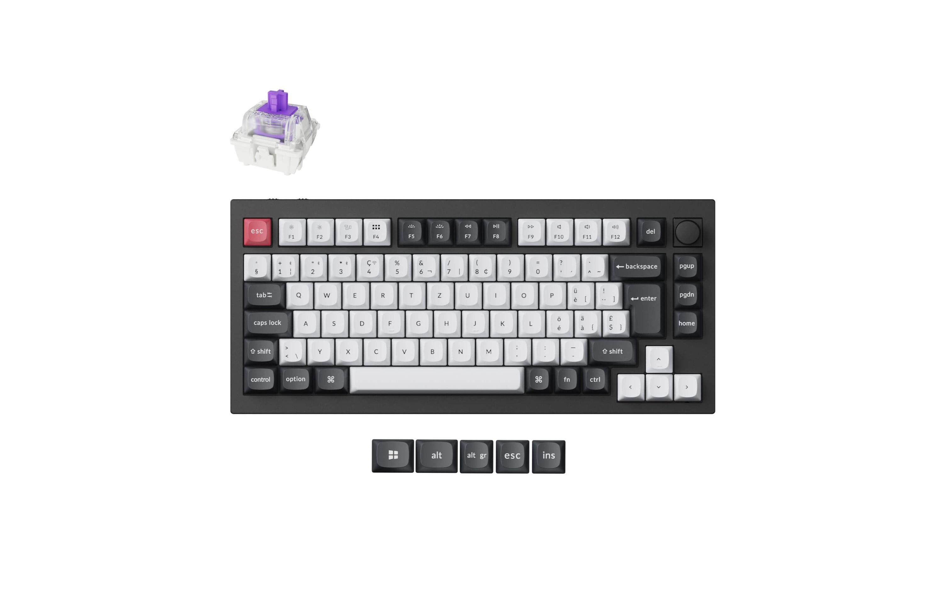 Keychron Gaming-Tastatur Q1 HE Carbon Black QMK Magnetic Switch Keychron Gaming-Tastatur Q1 HE Carbon Black QMK Magnetic Switch