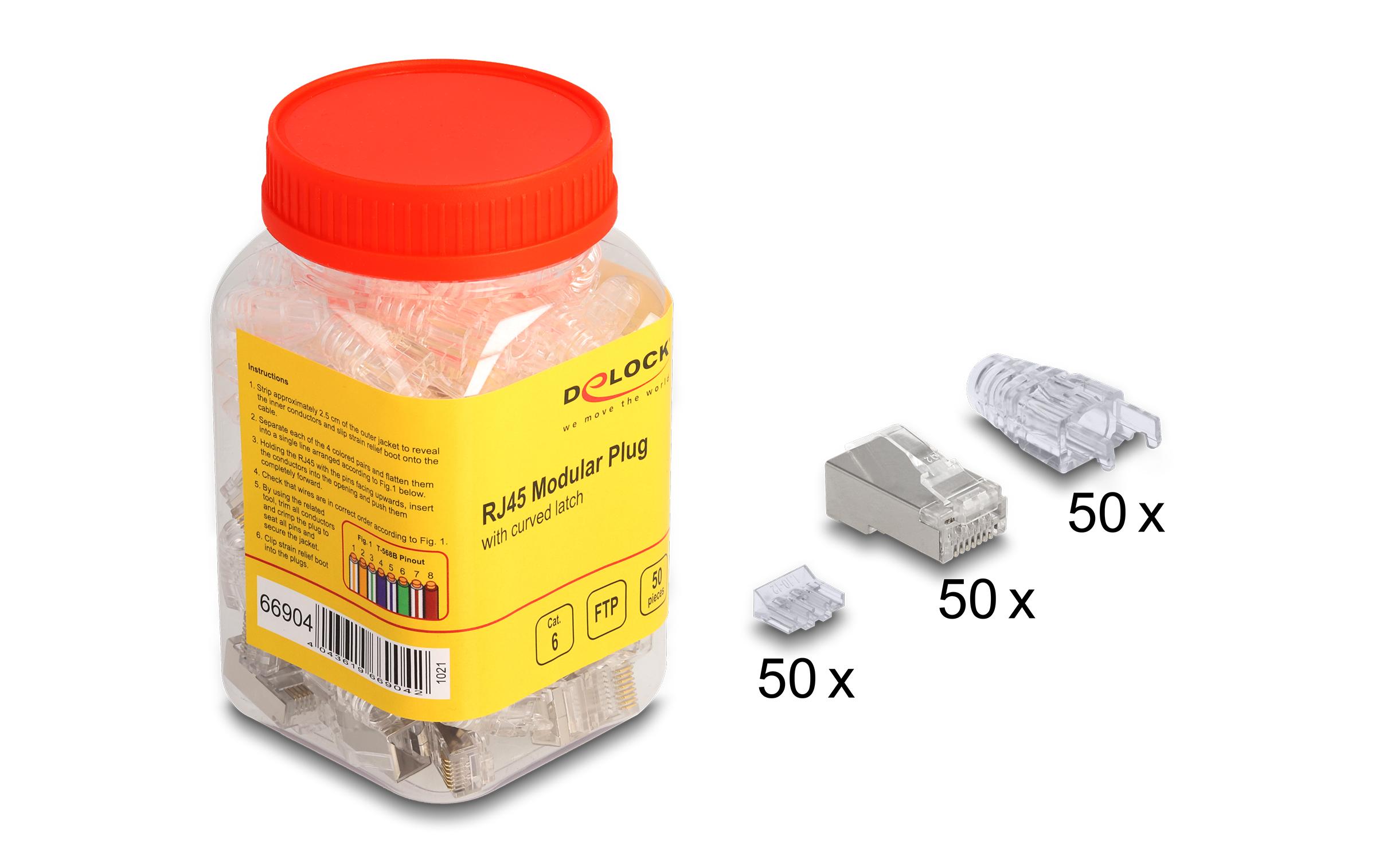 Delock Stecker RJ45, FTP, Cat.6 50 Stück, Transparent Delock Stecker RJ45, FTP, Cat.6 50 Stück, Transparent