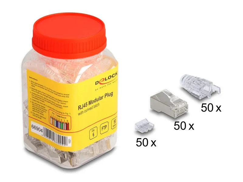 Delock Stecker RJ45, FTP, Cat.6 50 Stück, Transparent Delock Stecker RJ45, FTP, Cat.6 50 Stück, Transparent