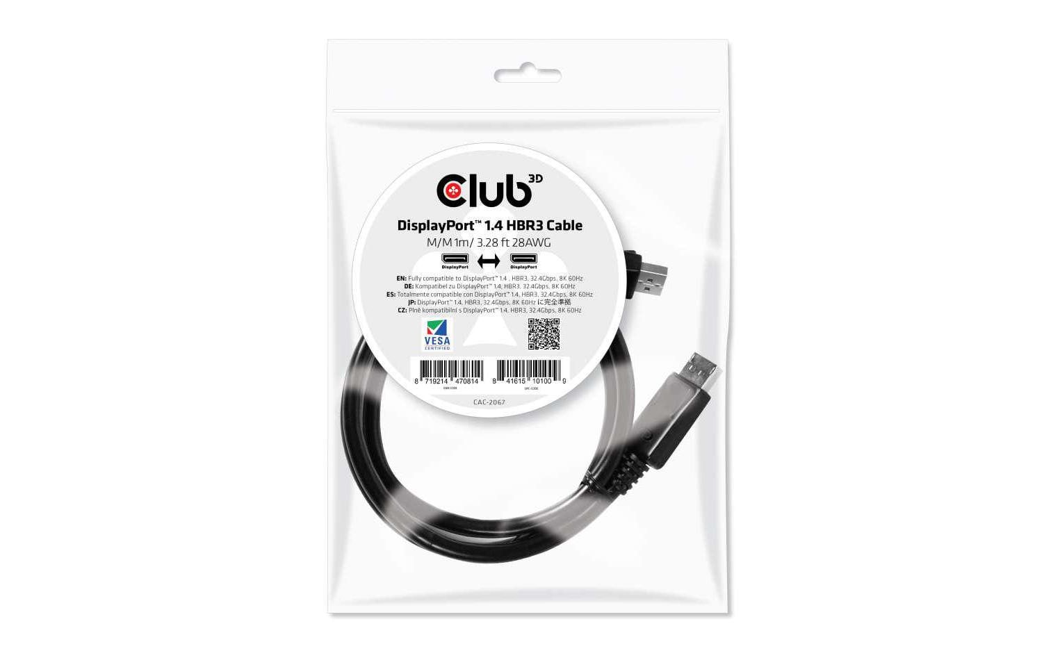 Club 3D Kabel HBR3 DisplayPort 1.4 - DisplayPort, 1 m