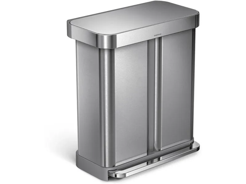 Simplehuman Abfalleimer Doppelkammer 58 l, Silber gebürstet Simplehuman Abfalleimer Doppelkammer 58 l, Silber gebürstet