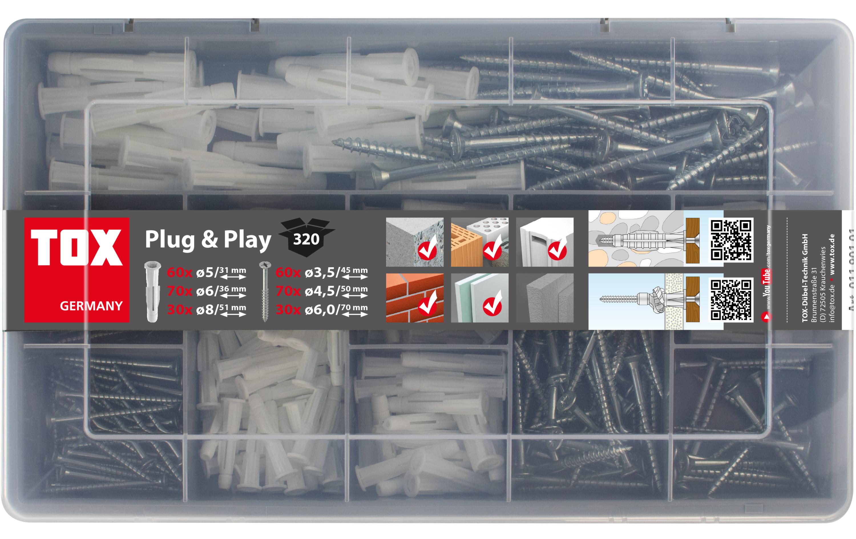 Tox-Dübel Dübel Sortiment Plug & Play 320 Stück Tox-Dübel Dübel Sortiment Plug & Play 320 Stück