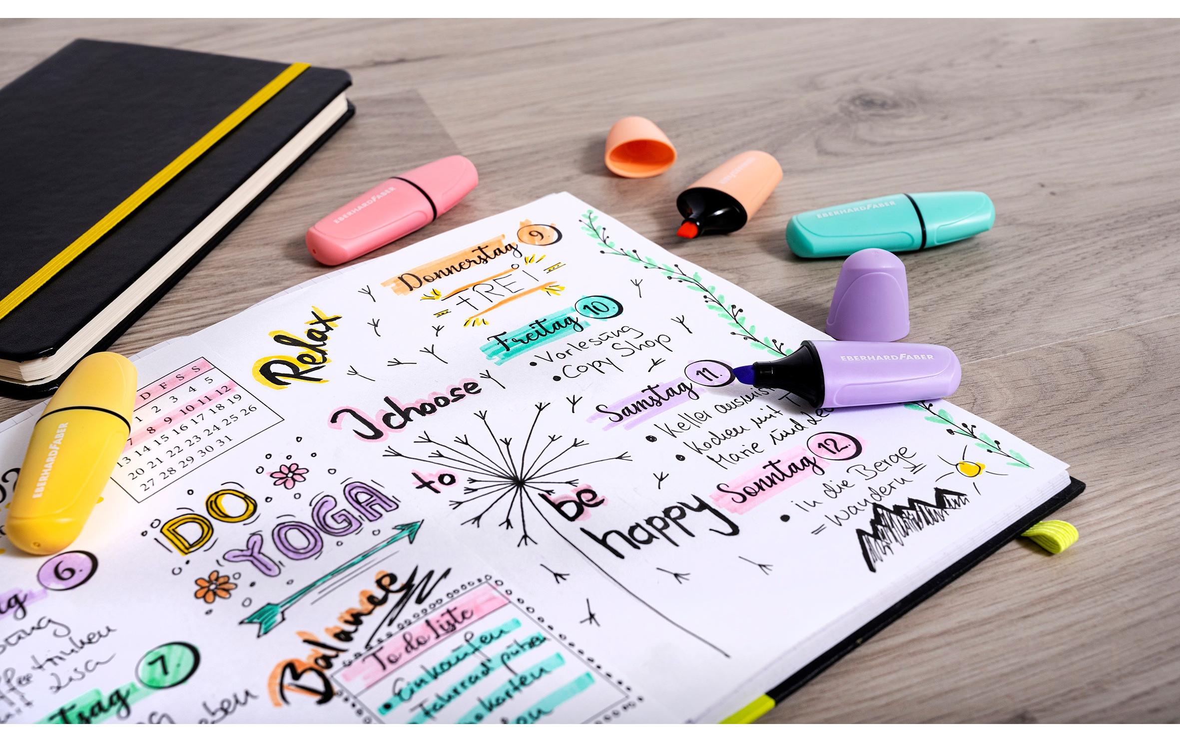 Eberhard Faber Textmarker Mini pastell 6 Stück, Mehrfarbig