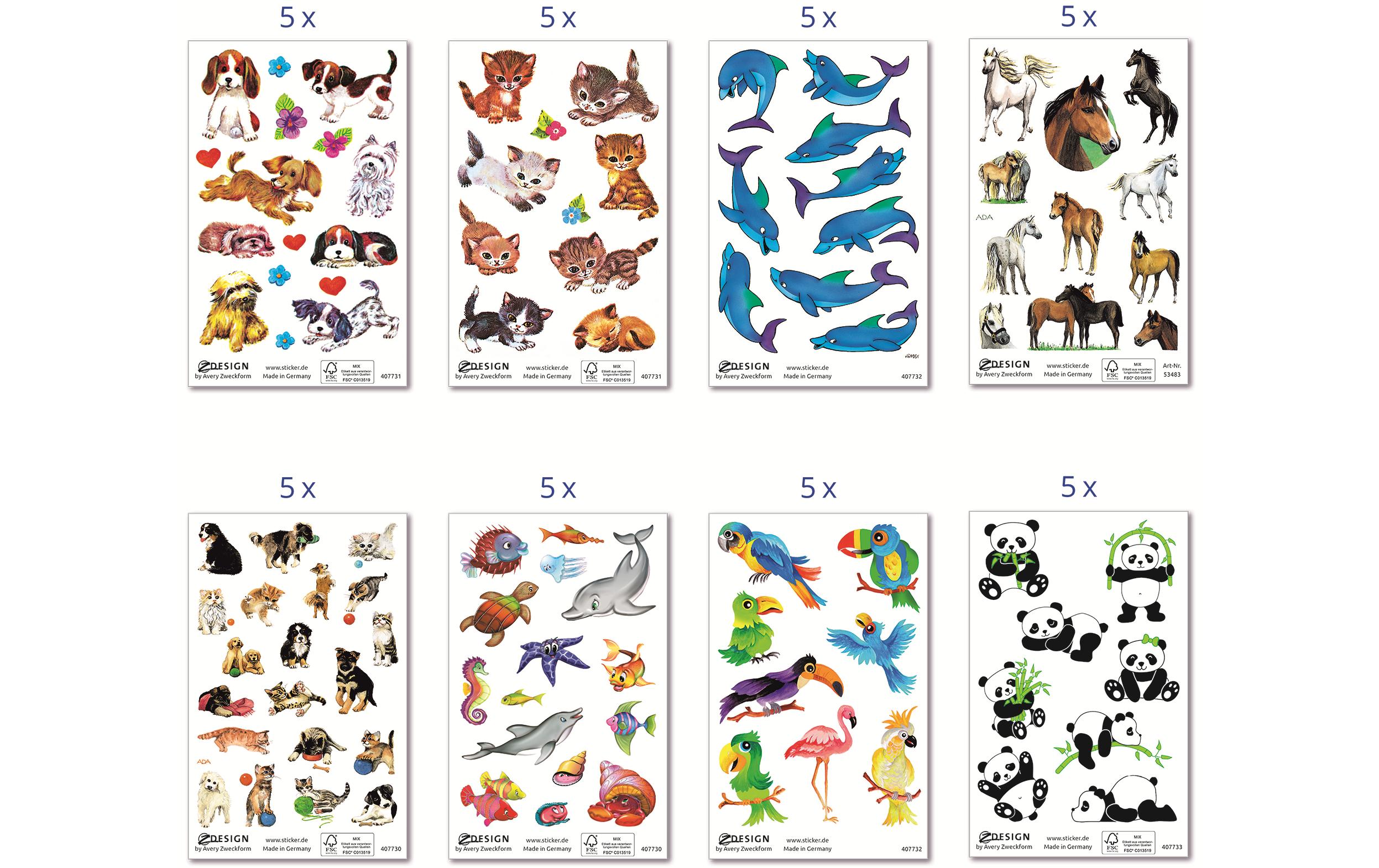 Z-Design Motivsticker Tiere 40 Blatt, 485 Sticker