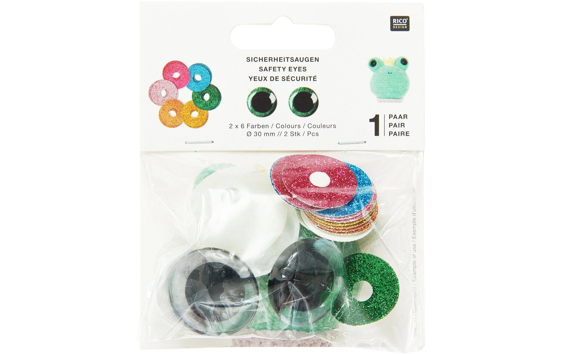 Rico Design Sicherheitsaugen mit 6 Farben zur Auswahl 30 mm 2 Stk.