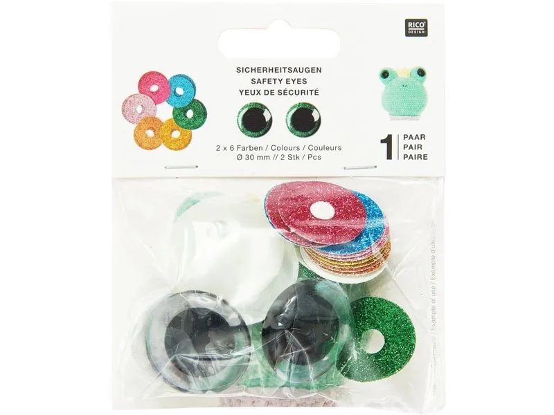Rico Design Sicherheitsaugen mit 6 Farben zur Auswahl 30 mm 2 Stk.