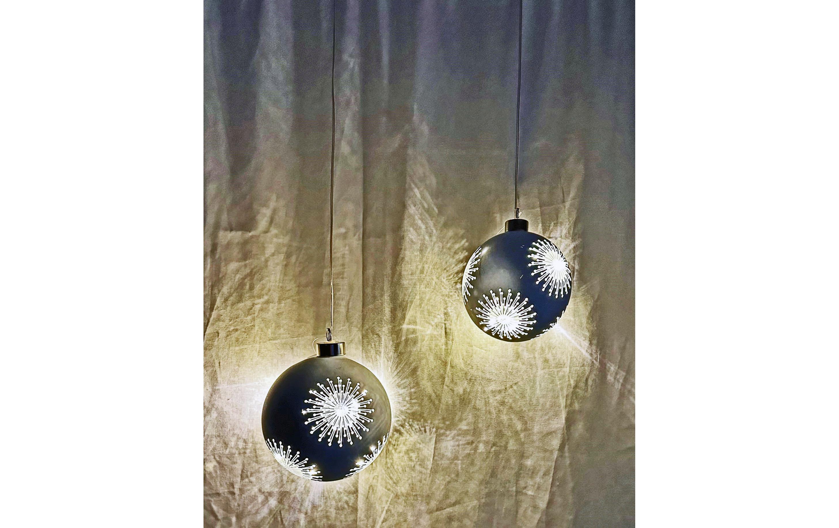 Dameco Weihnachtskugel 8 LEDs, Ø 10 cm, Schwarz